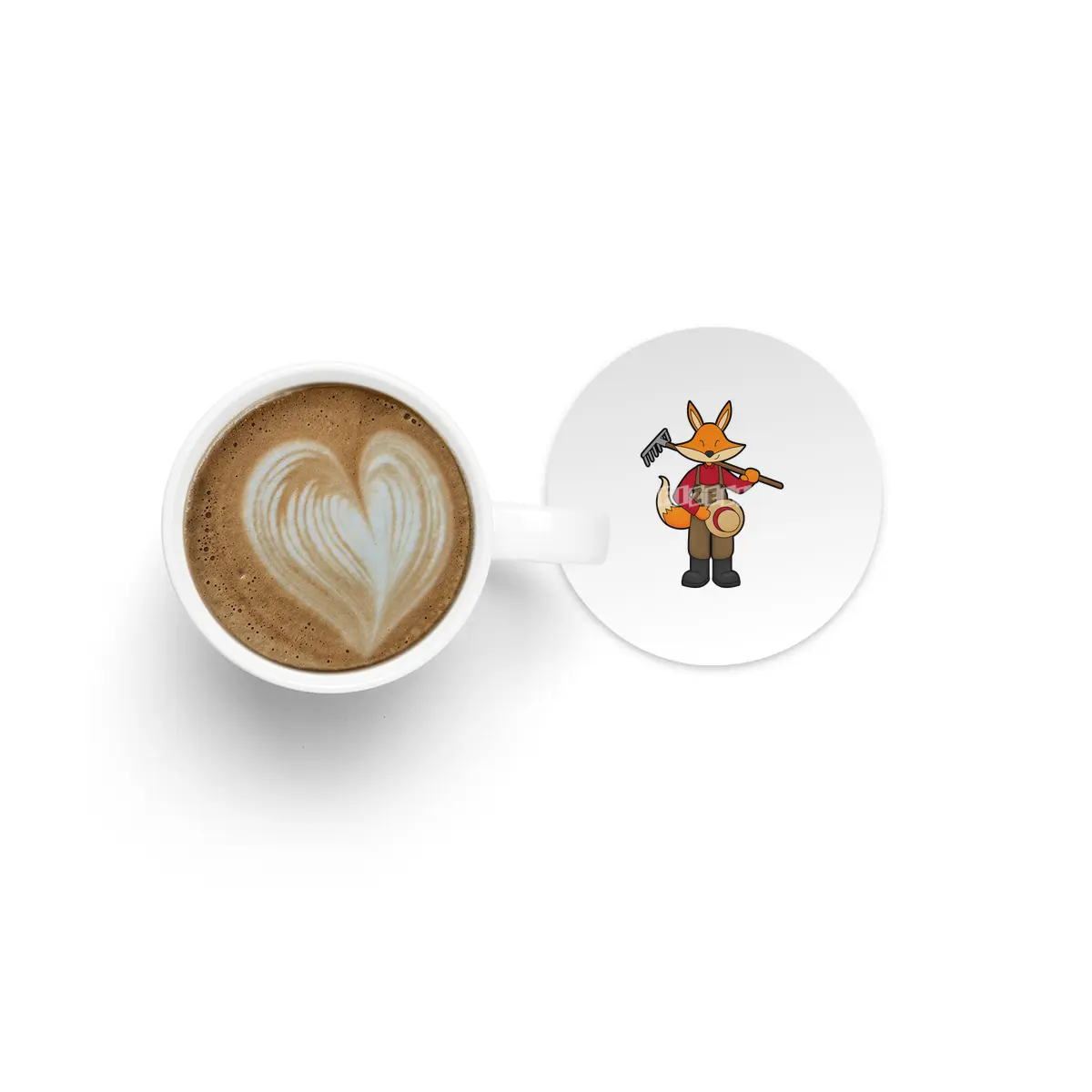Fox as Farmer with Rake & Hat Bardak Altlığı