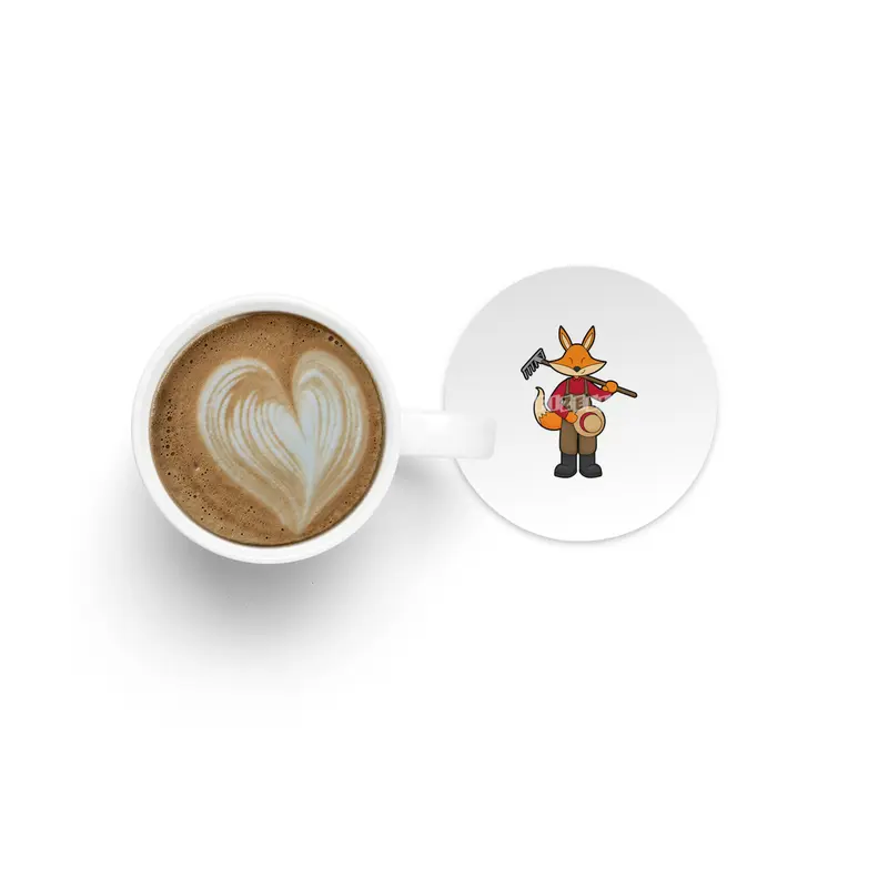 Fox as Farmer with Rake & Hat Bardak Altlığı