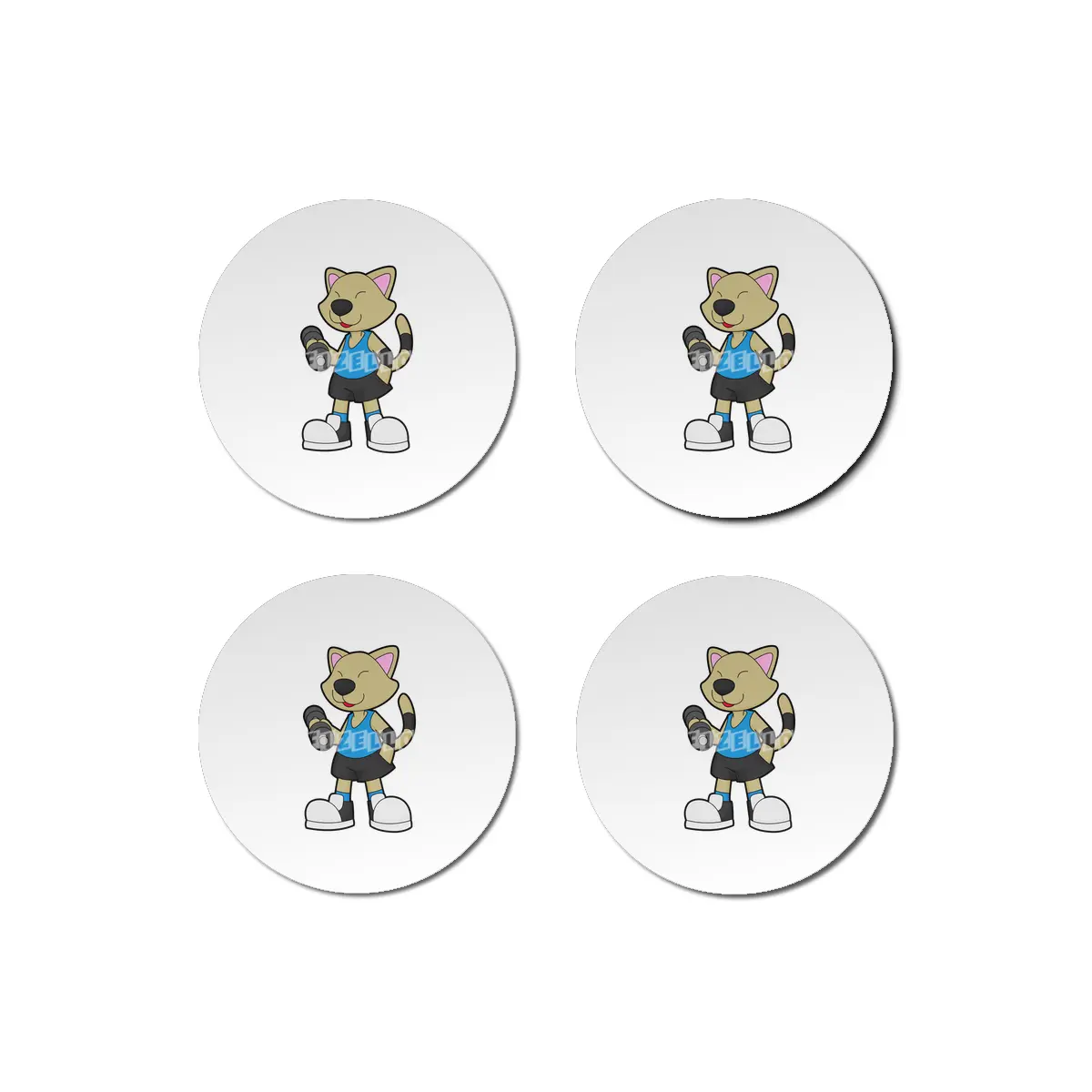 Cat at Fitness with Dumbbell Bardak Altlığı