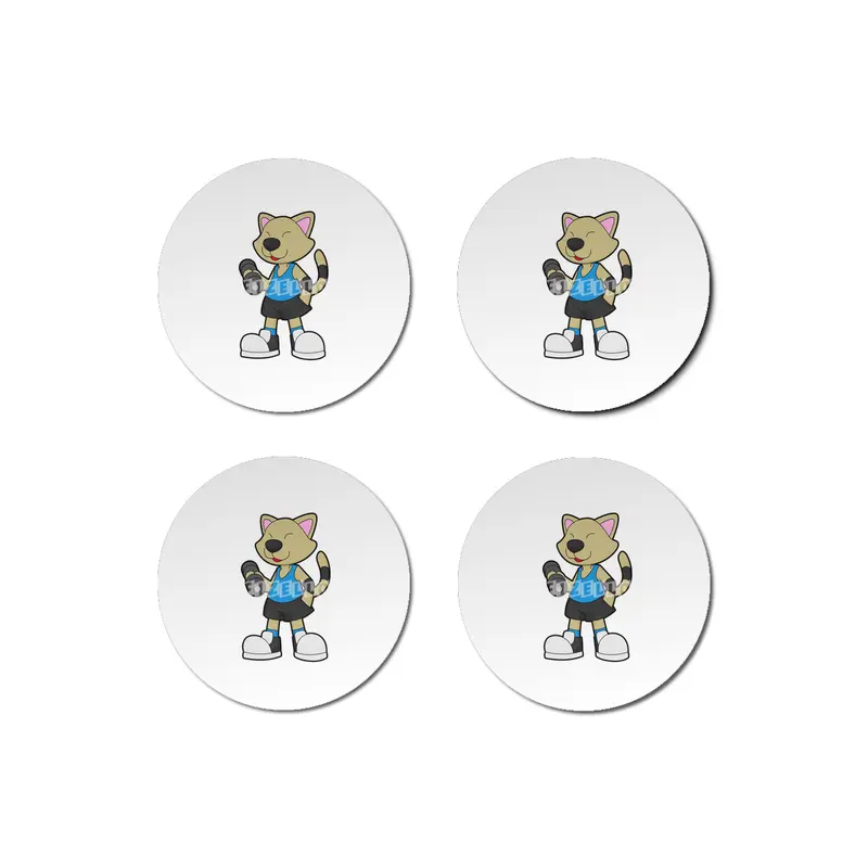Cat at Fitness with Dumbbell Bardak Altlığı
