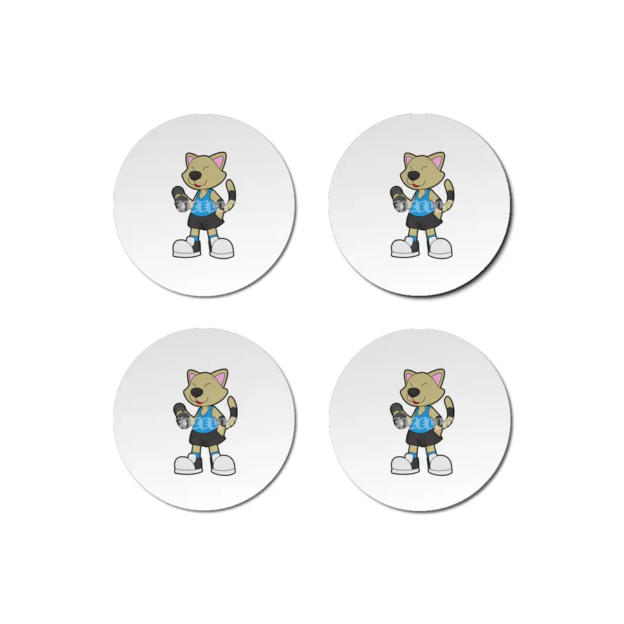 Cat at Fitness with Dumbbell Bardak Altlığı