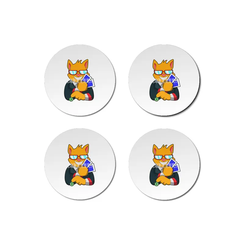 Cat at Poker with Cards & Poker chip Bardak Altlığı