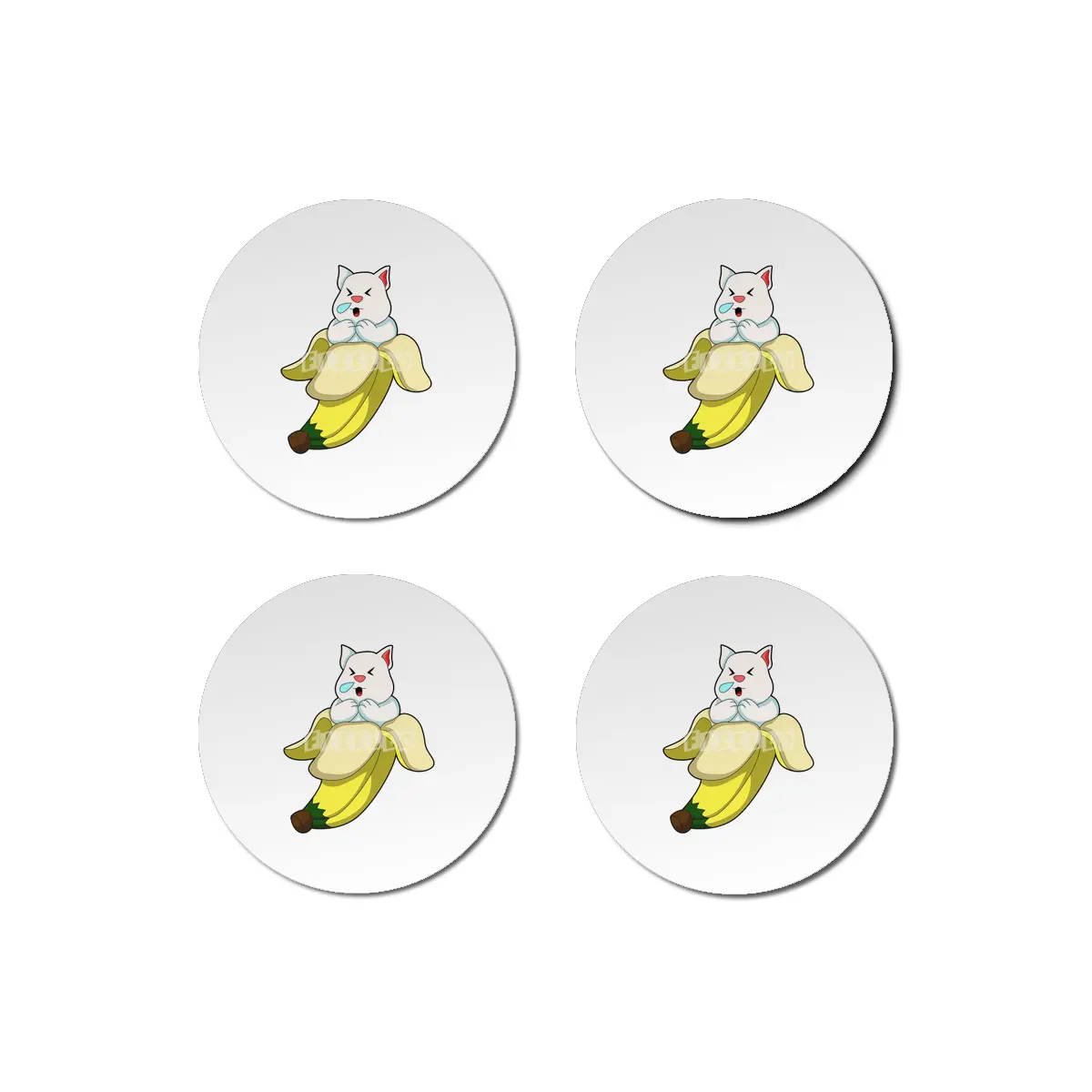 Cat with Banana Bardak Altlığı