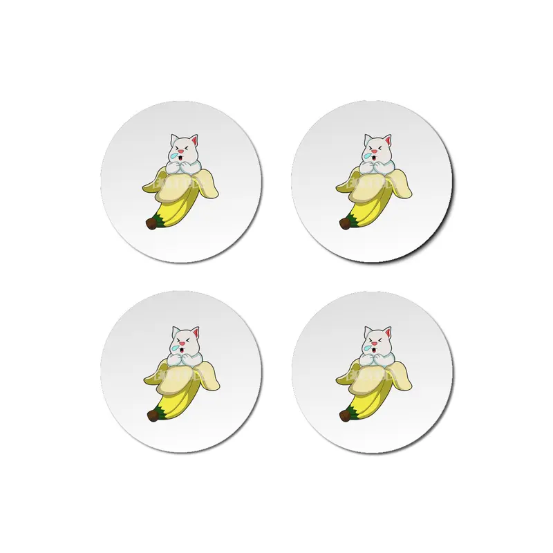 Cat with Banana Bardak Altlığı