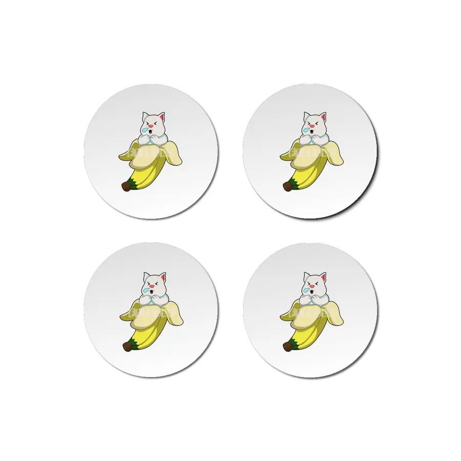 Cat with Banana Bardak Altlığı