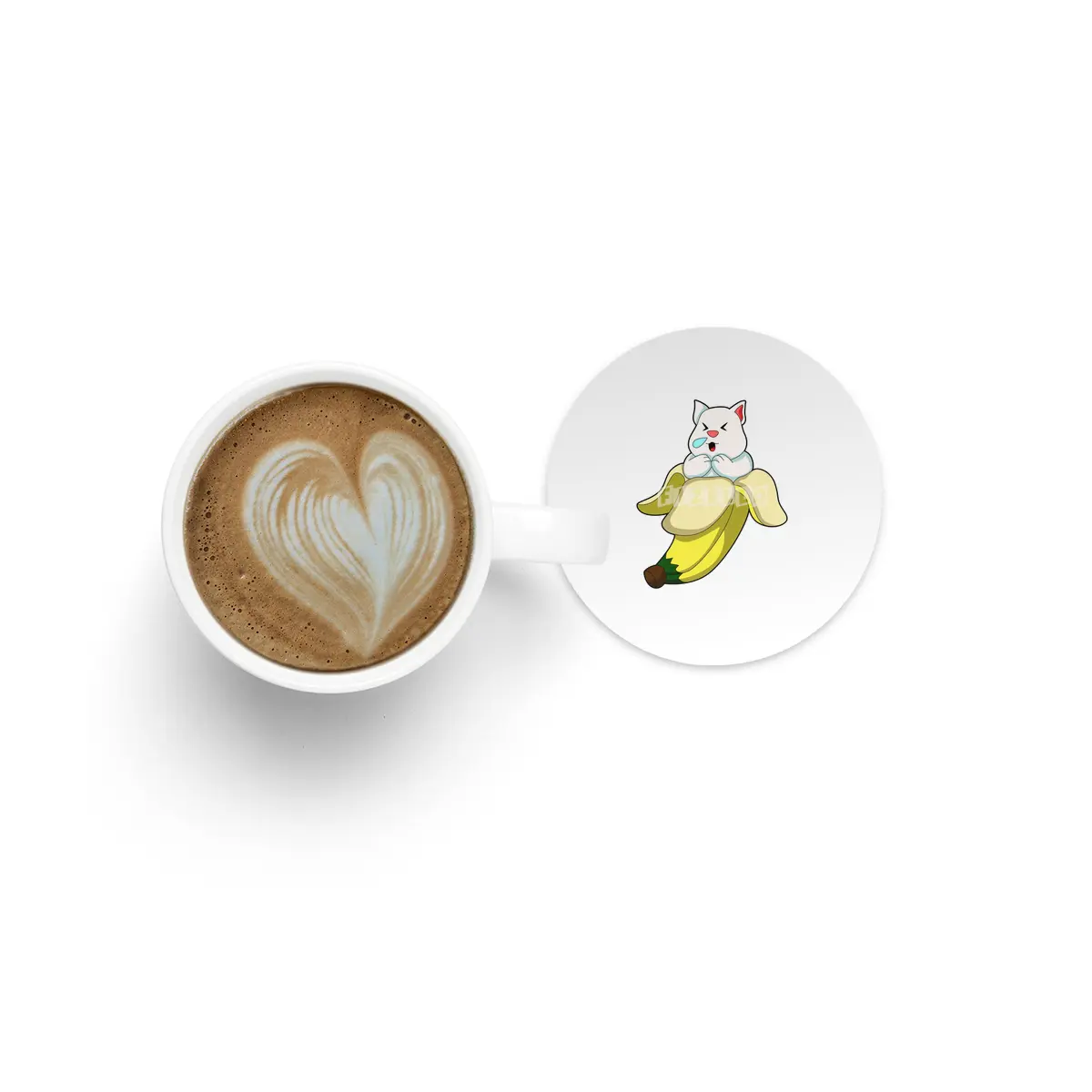 Cat with Banana Bardak Altlığı