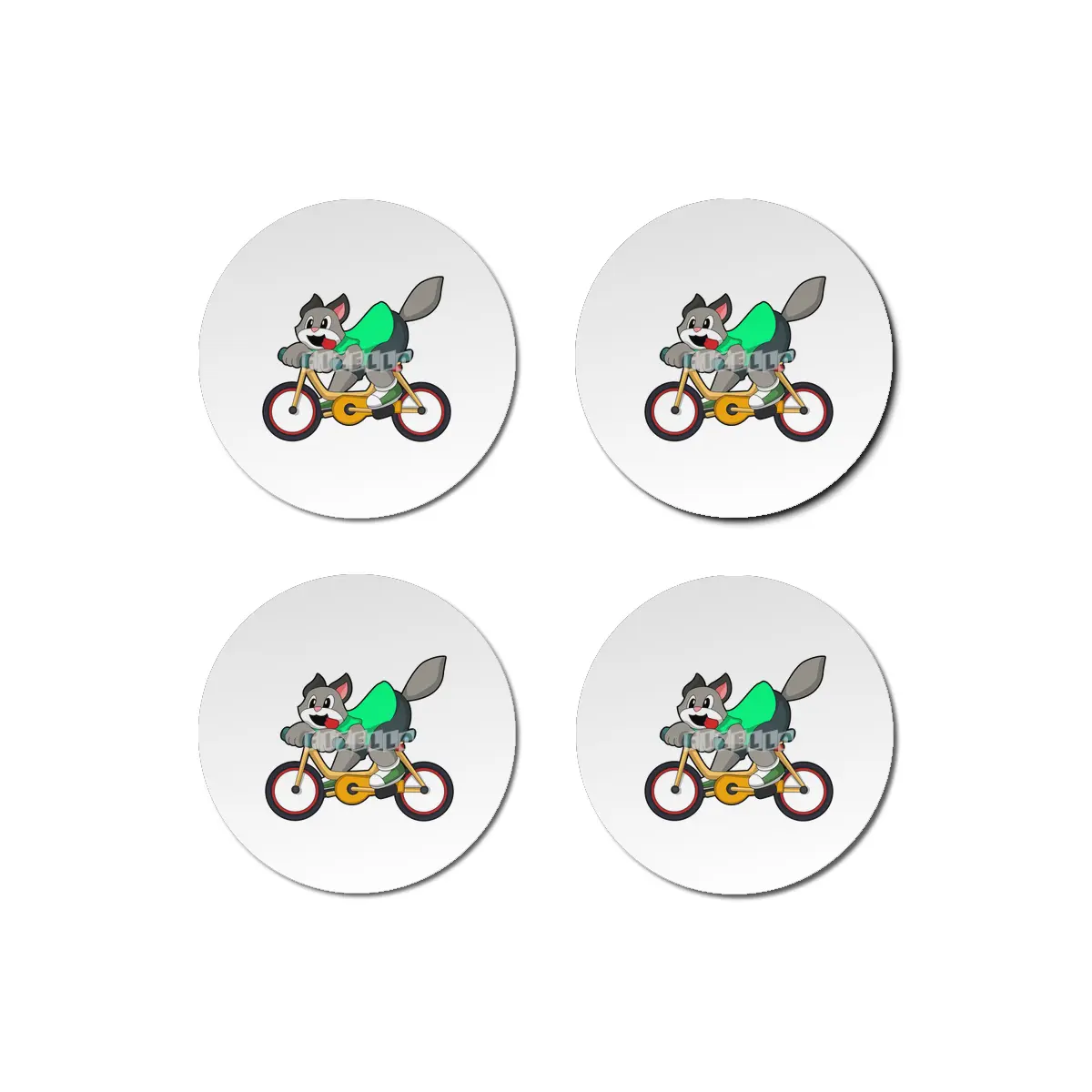 Cat with Bicycle Bardak Altlığı