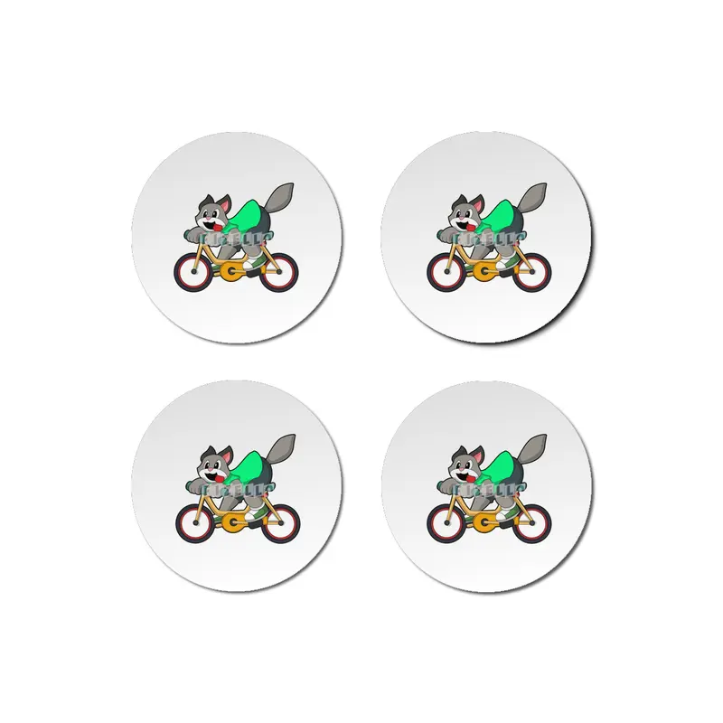 Cat with Bicycle Bardak Altlığı