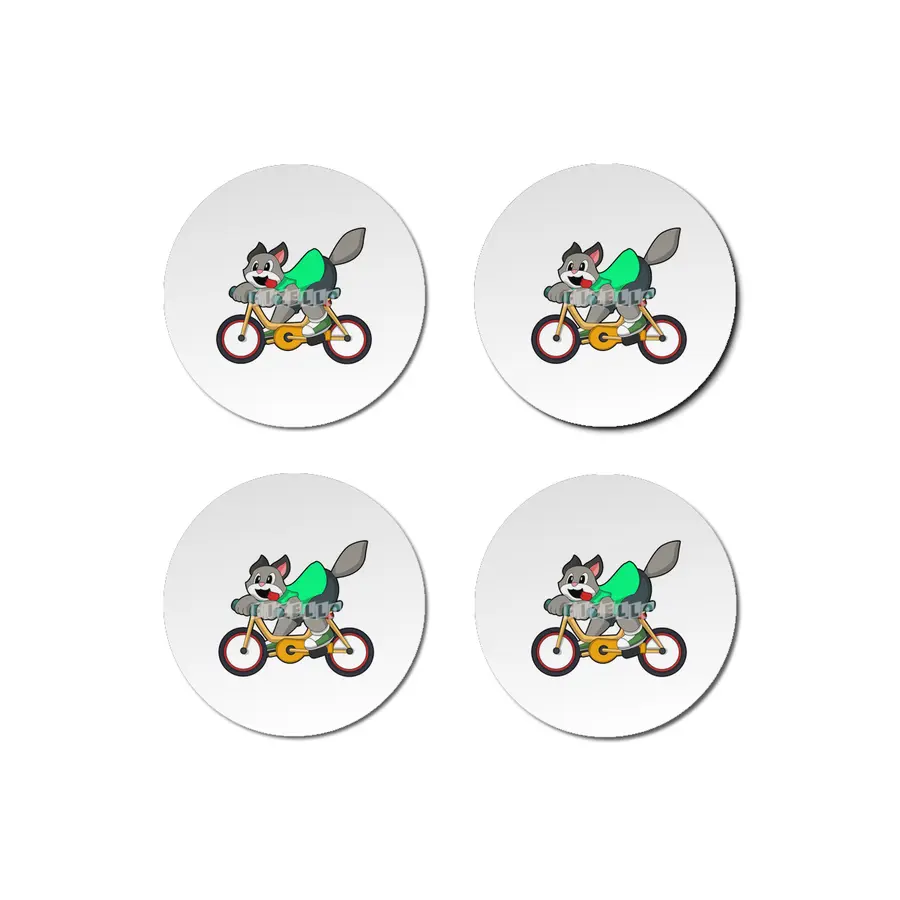 Cat with Bicycle Bardak Altlığı
