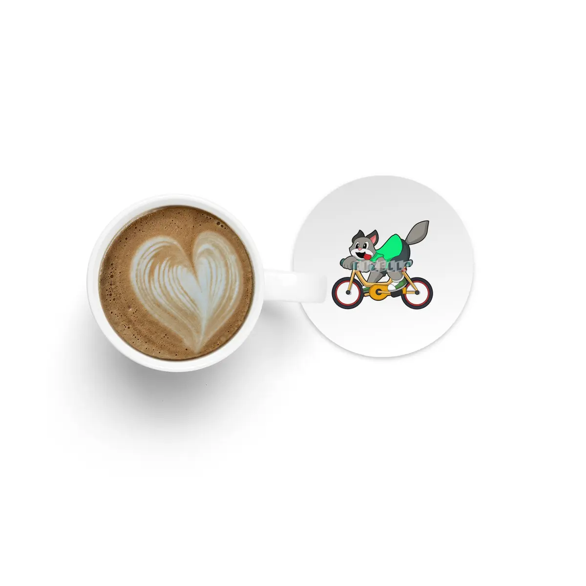 Cat with Bicycle Bardak Altlığı