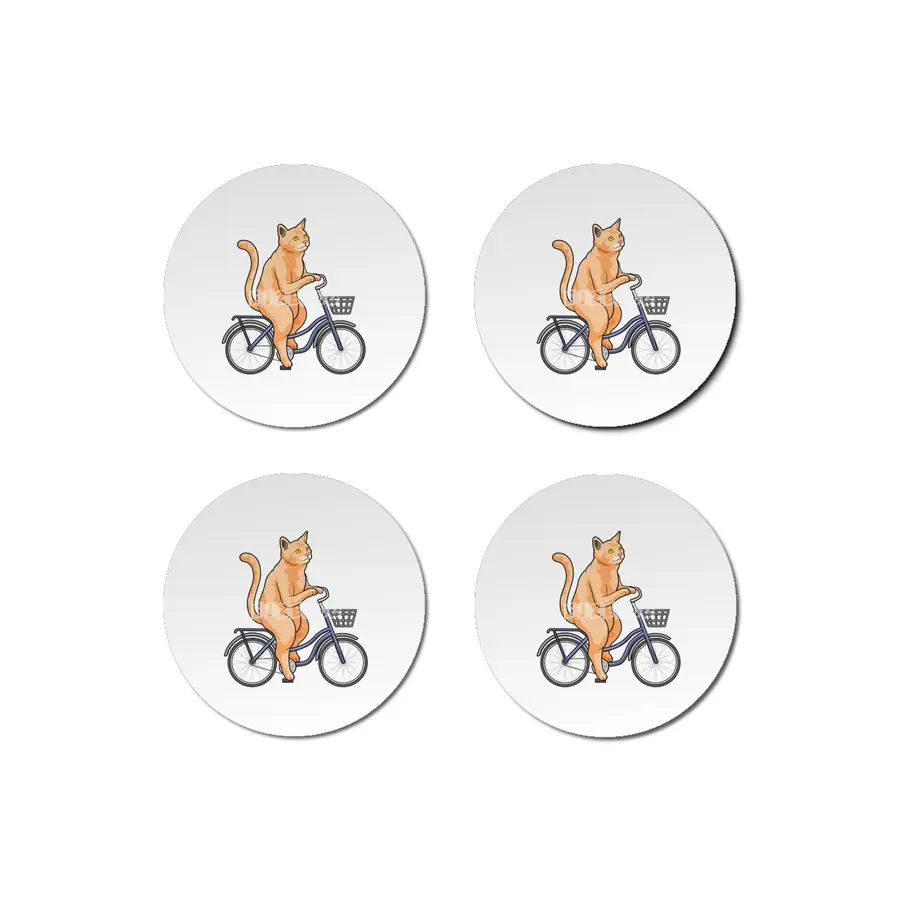 Cat with Bicycle Bardak Altlığı