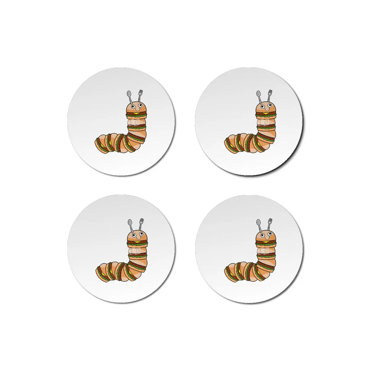 Caterpillar as Cheeseburger with Beef & Salad Bardak Altlığı