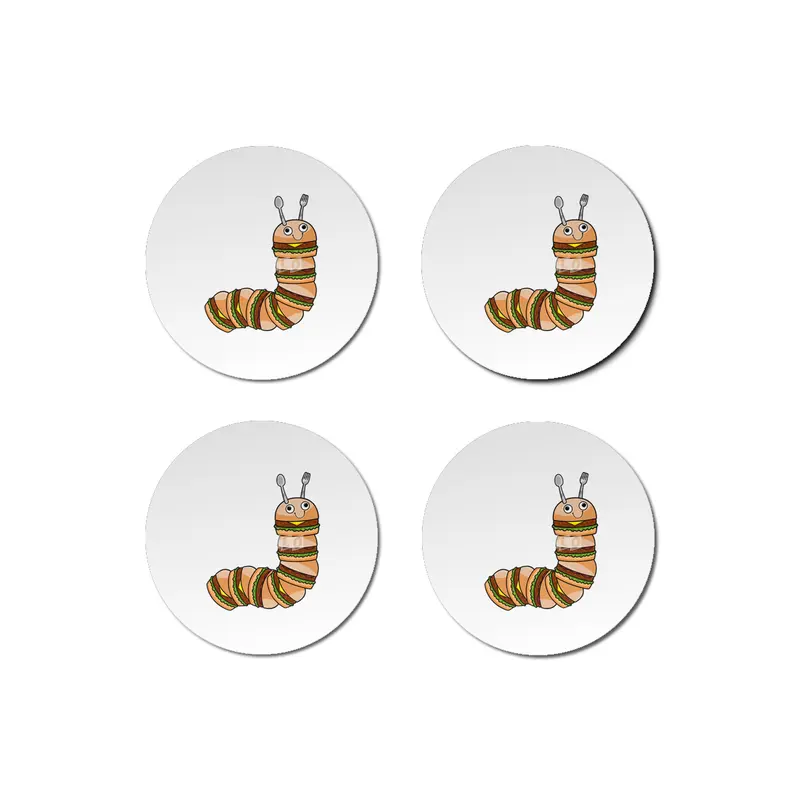 Caterpillar as Cheeseburger with Beef & Salad Bardak Altlığı