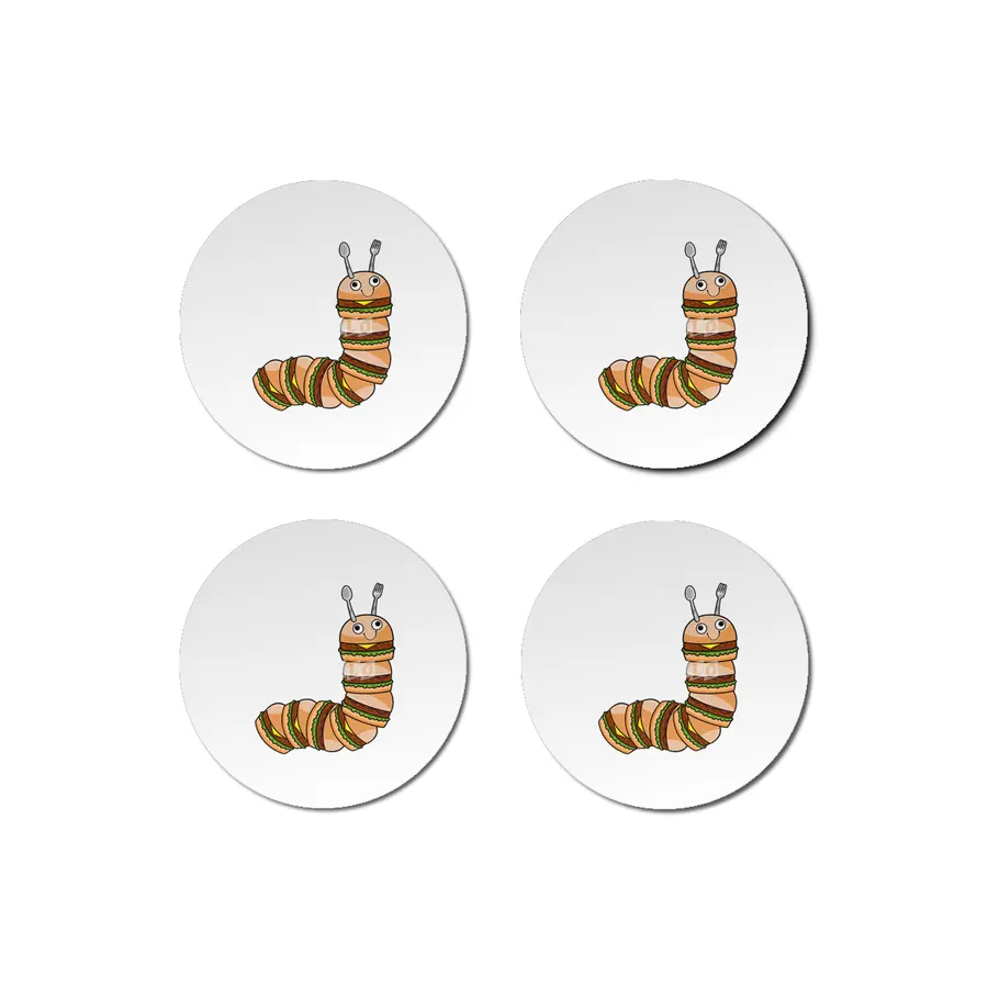Caterpillar as Cheeseburger with Beef & Salad Bardak Altlığı