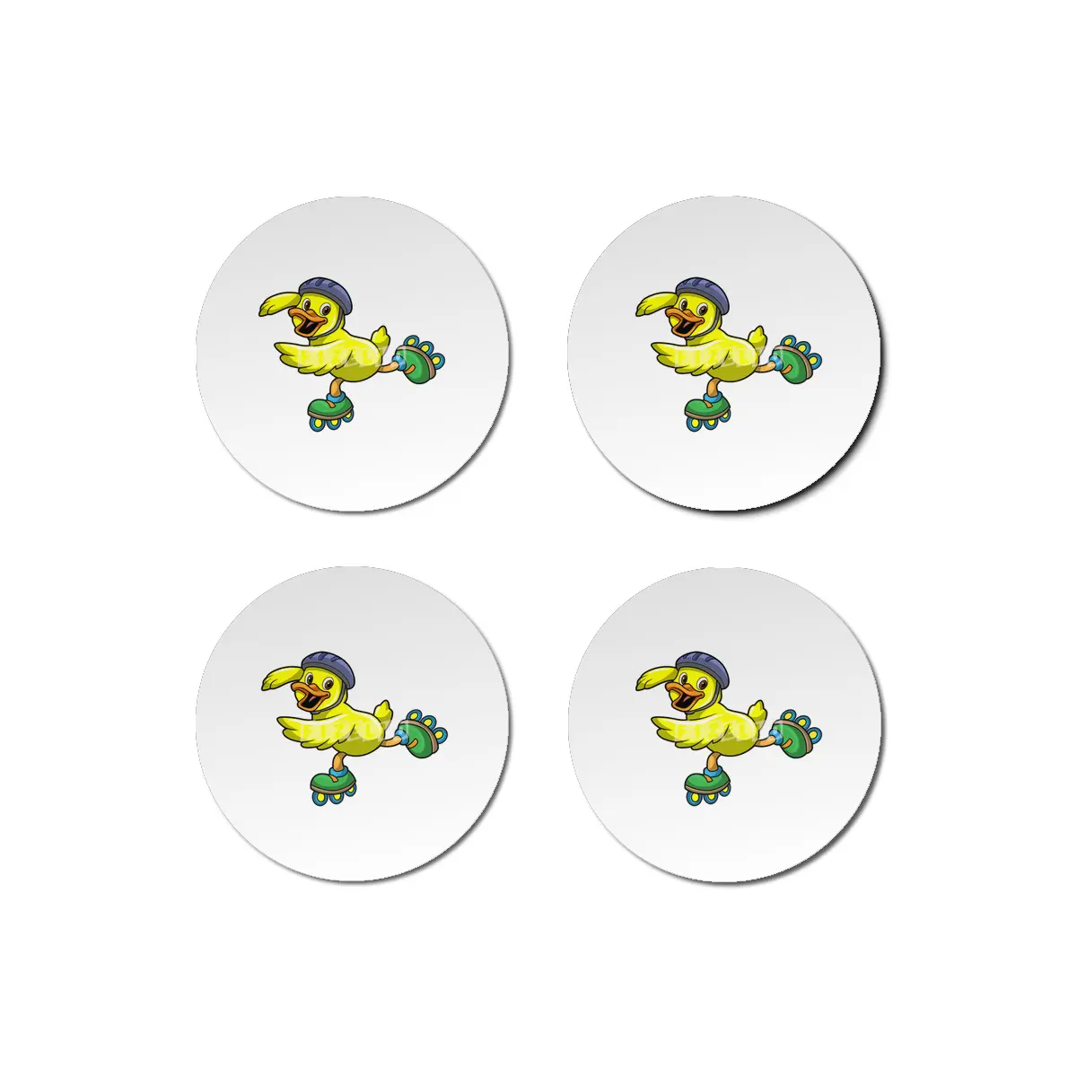 Duck as Skater with Inline skates & Helmet Bardak Altlığı