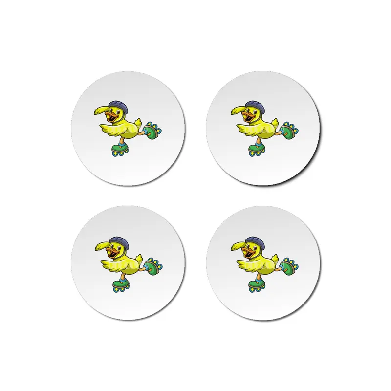 Duck as Skater with Inline skates & Helmet Bardak Altlığı
