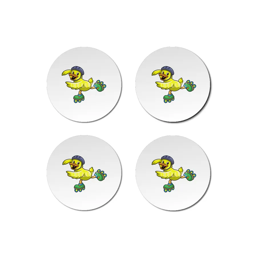 Duck as Skater with Inline skates & Helmet Bardak Altlığı