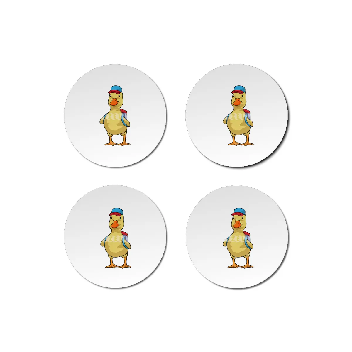 Duck as Student with Backpack & Cap Bardak Altlığı