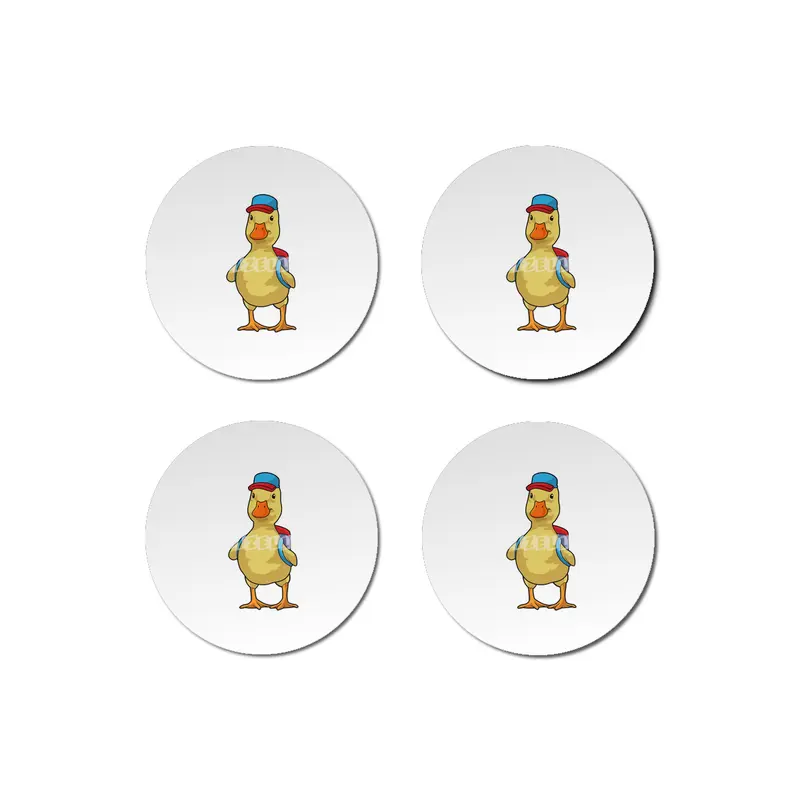 Duck as Student with Backpack & Cap Bardak Altlığı