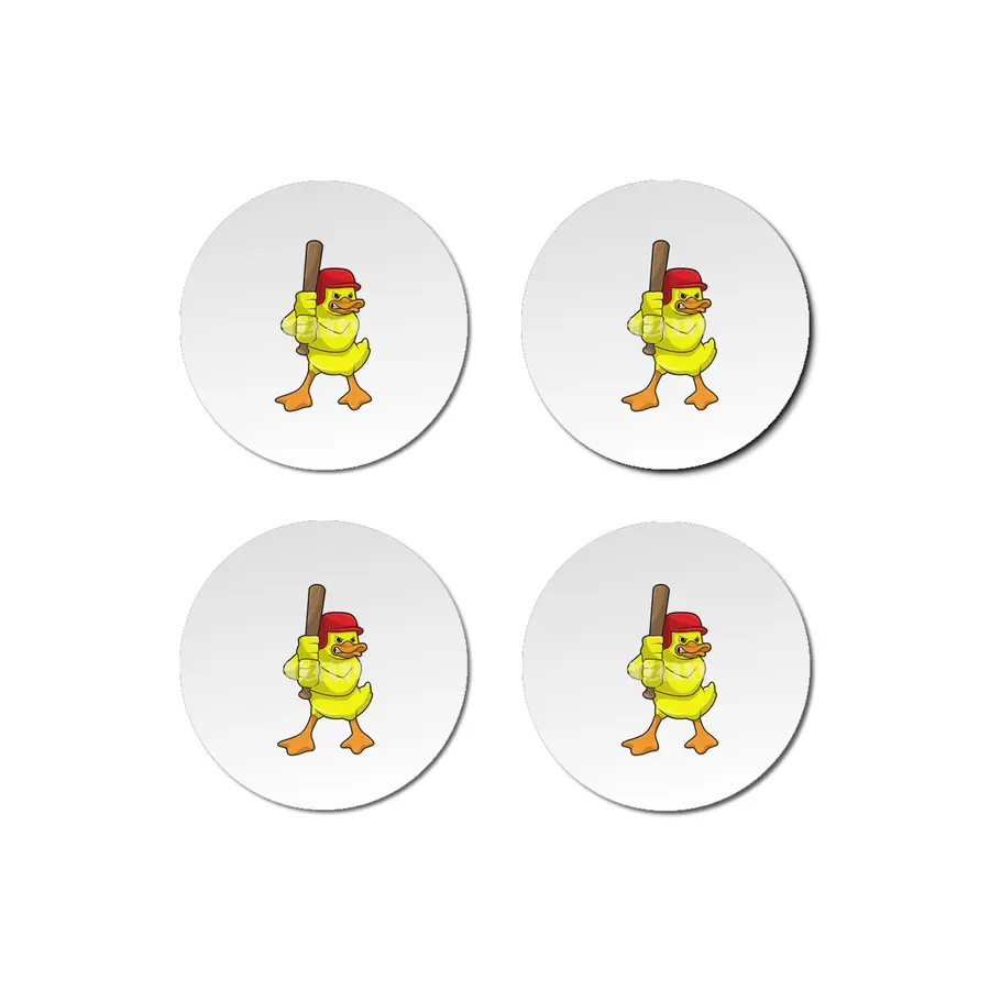Duck at Baseball with Baseball bat & Cap Bardak Altlığı