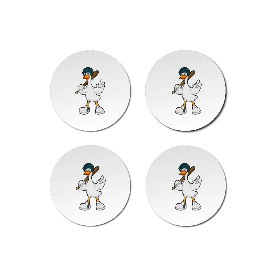 Duck at Baseball with Baseball racket & Helmet Bardak Altlığı