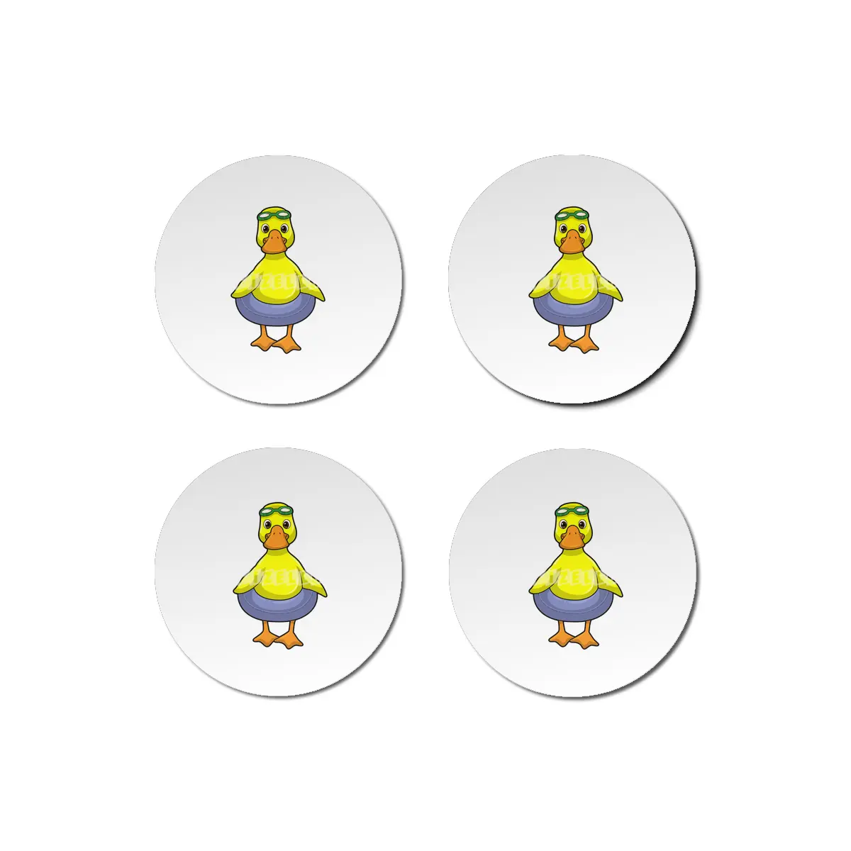 Duck at Swimming with Swim ring Bardak Altlığı