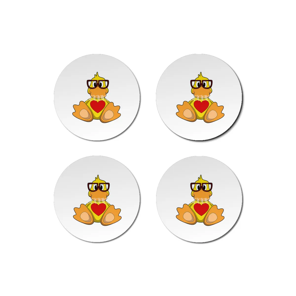 Duck with Heart & Glasses Bardak Altlığı