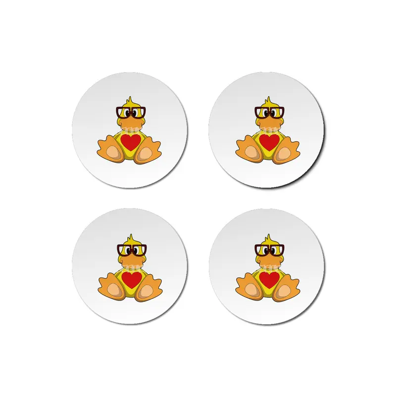 Duck with Heart & Glasses Bardak Altlığı