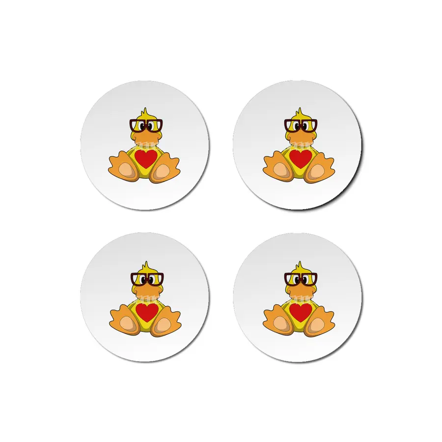Duck with Heart & Glasses Bardak Altlığı