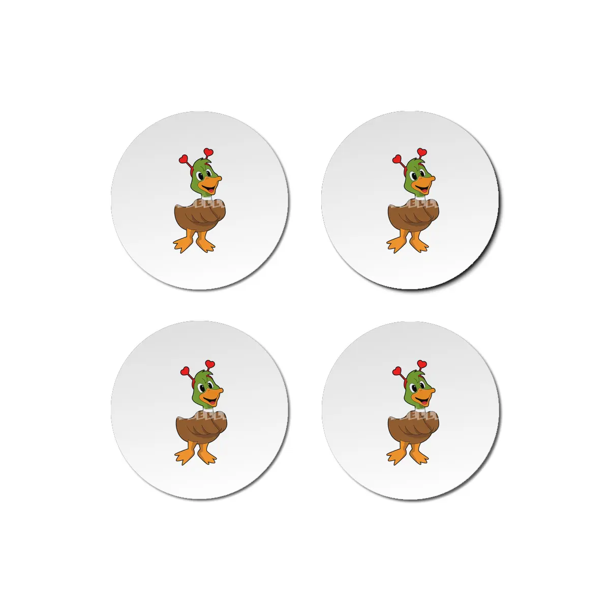 Duck with Heart Headband Bardak Altlığı
