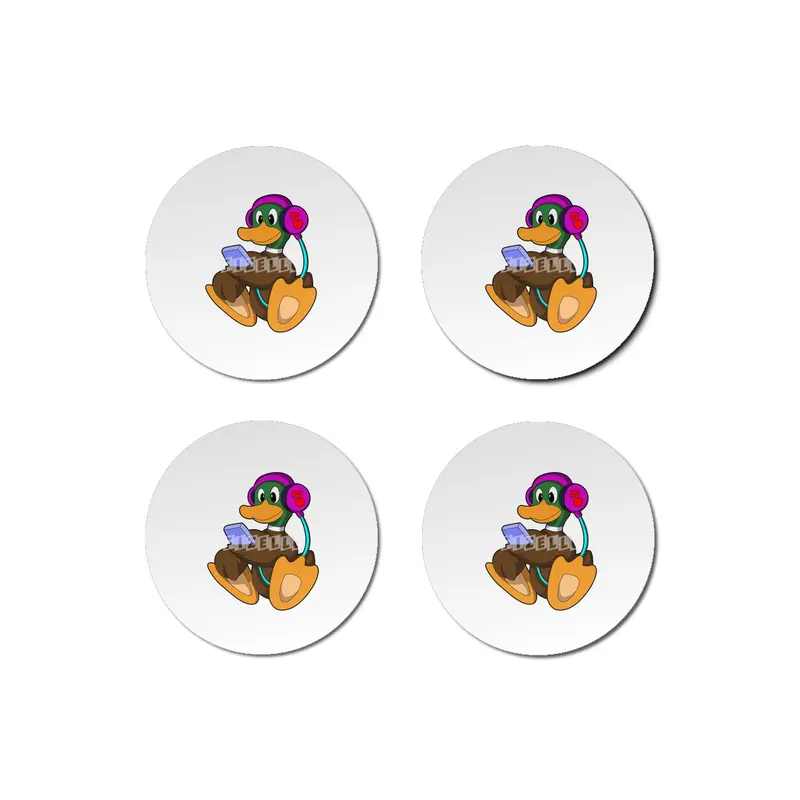 Duck with Phone & Headphone Bardak Altlığı