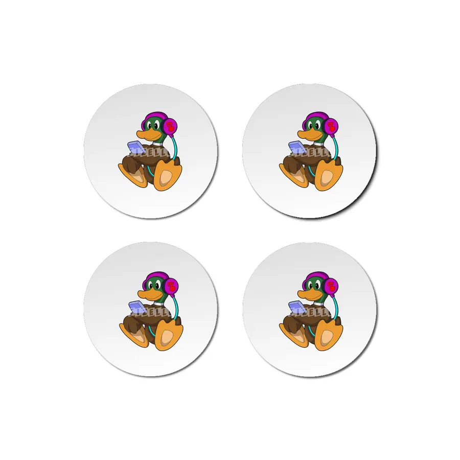 Duck with Phone & Headphone Bardak Altlığı
