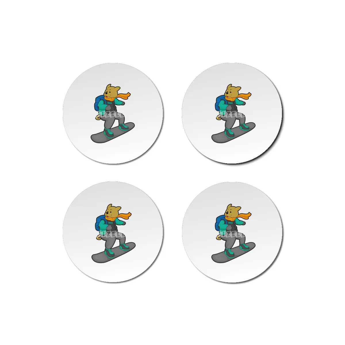 Dog as Snowboarder with Snowboard & Backpack Bardak Altlığı