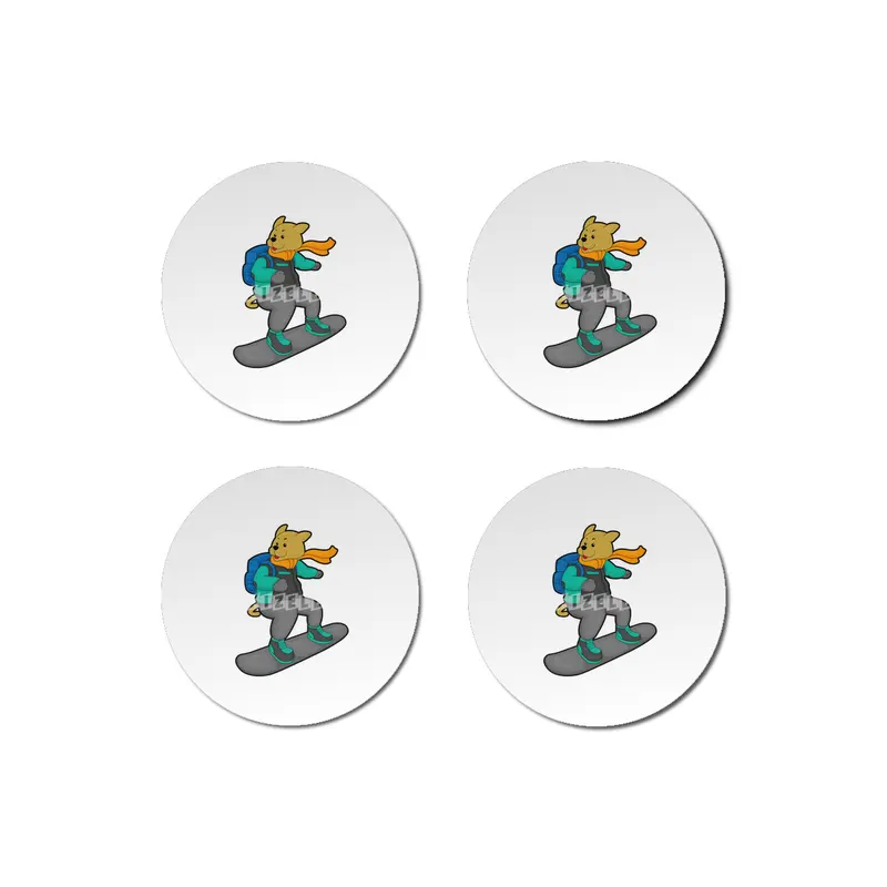 Dog as Snowboarder with Snowboard & Backpack Bardak Altlığı