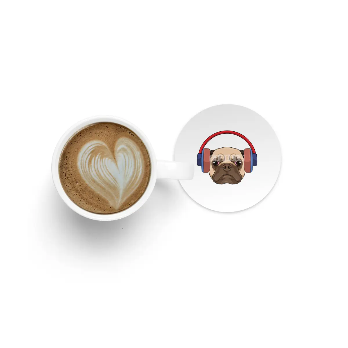 Dog at Music with Headphone Bardak Altlığı