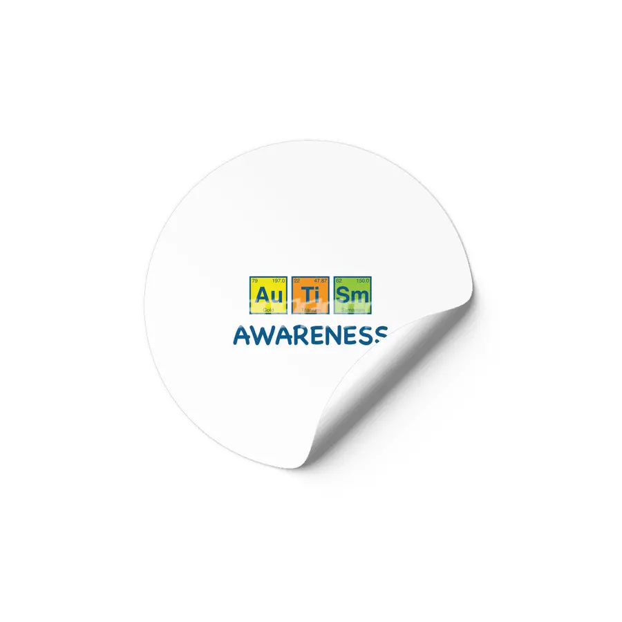 Autism Awareness Light Color Periodic Table Elements Theme for Teachers, Students and Parents Etiket
