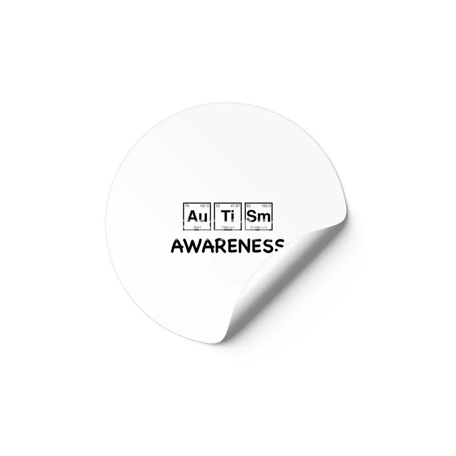 Autism Awareness Light Periodic Table Elements Theme for Teachers, Students and Parents Etiket