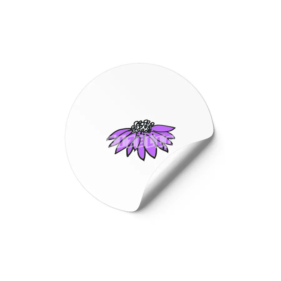 Purple Sketched Flower Etiket