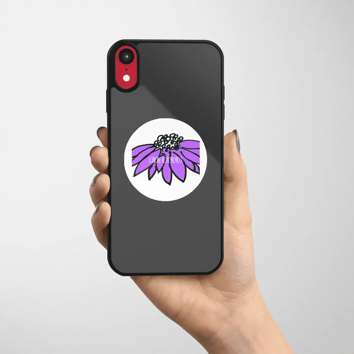 Purple Sketched Flower Etiket