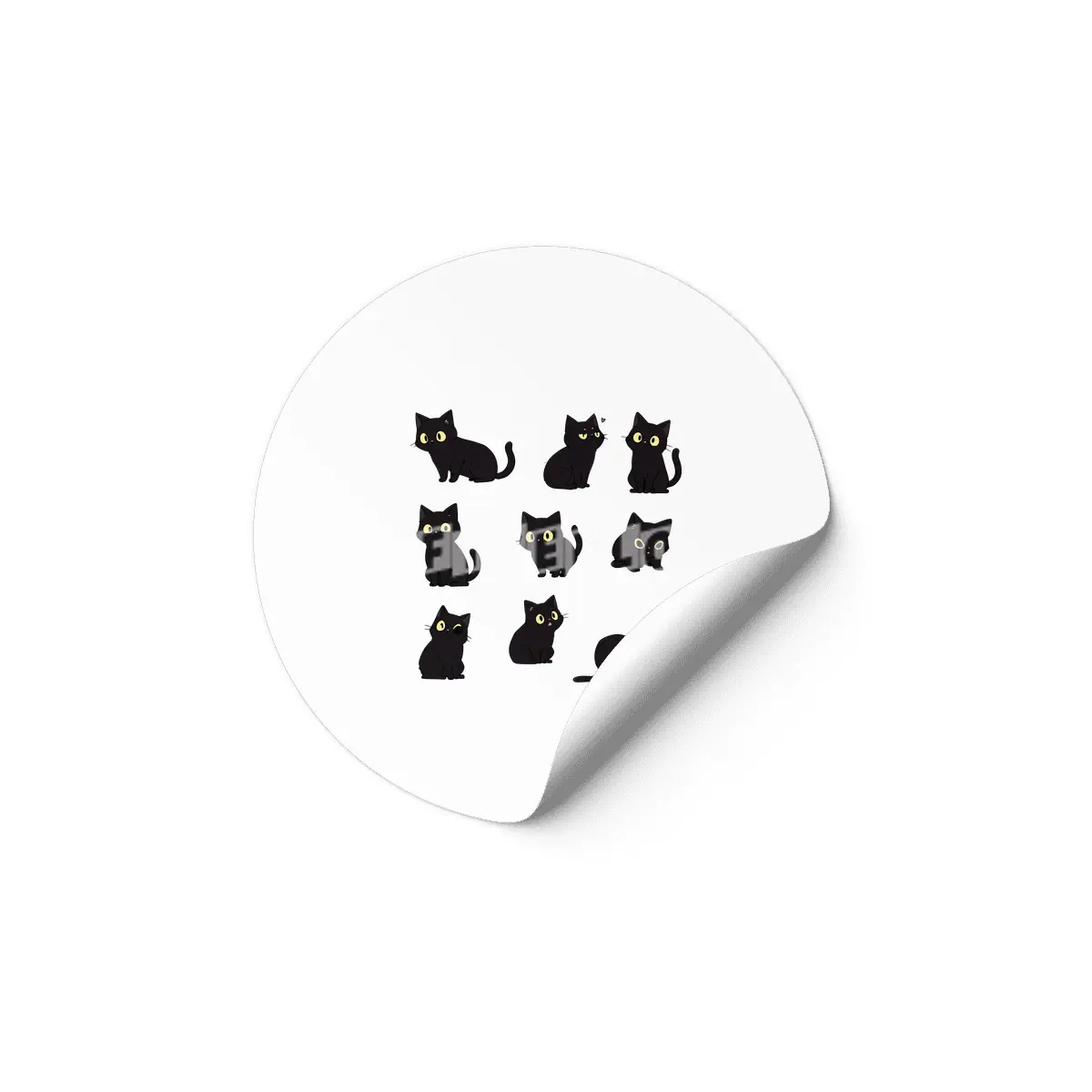 Cute Black Cat Etiket