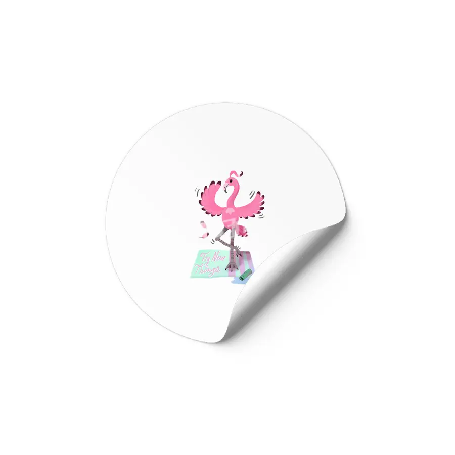 Try New Things with Yoga Flamingo in digital Etiket