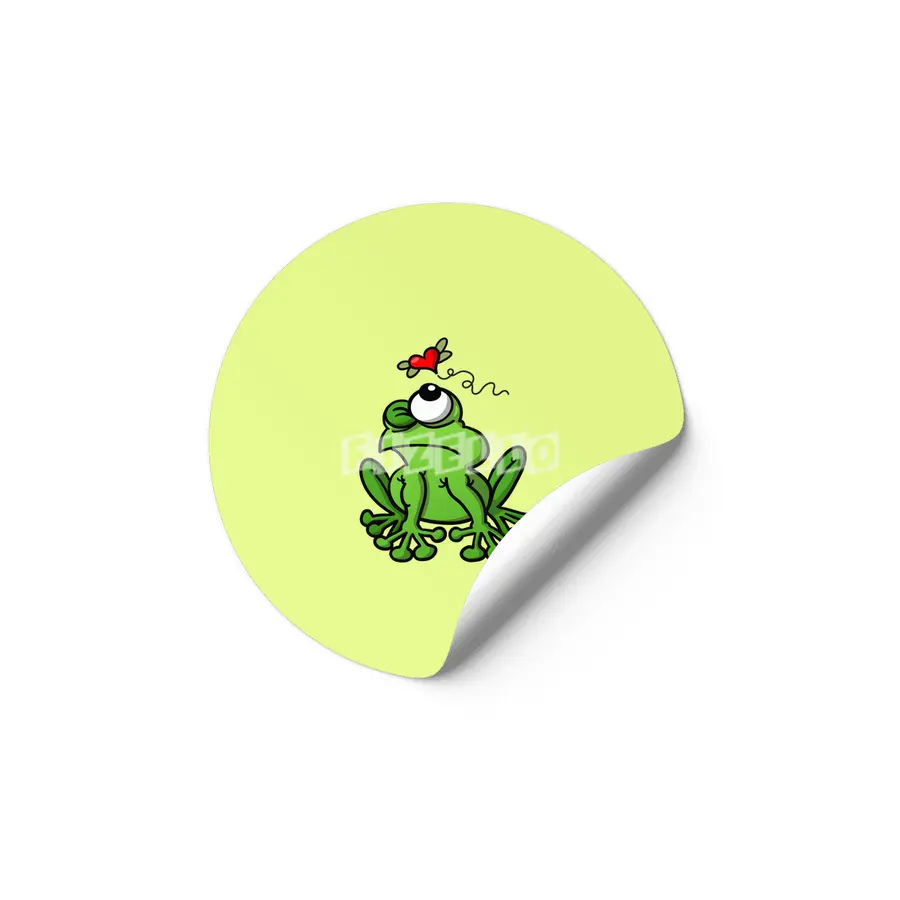 Green frog chasing the mosquito of love Etiket