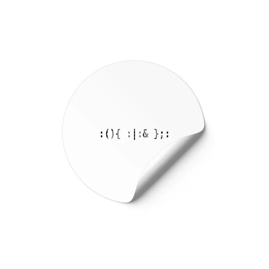 Bash Fork Bomb - Black Text Design for Unix/Linux Hackers Etiket