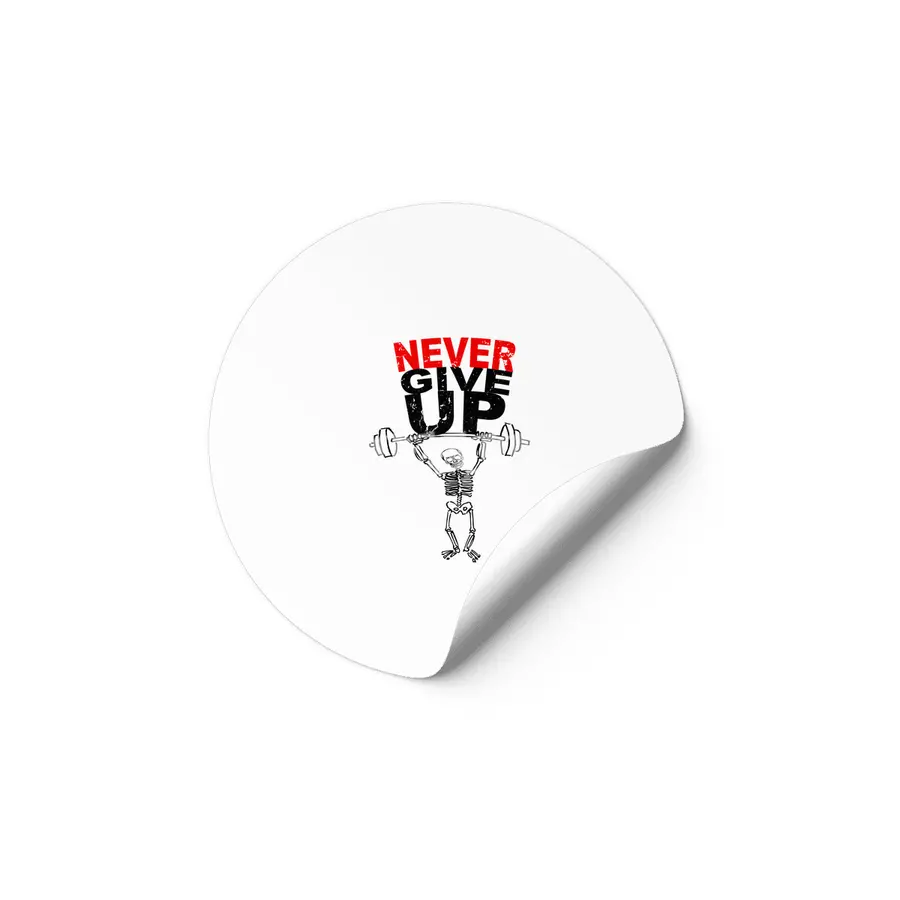 Never give up - skeleton Etiket