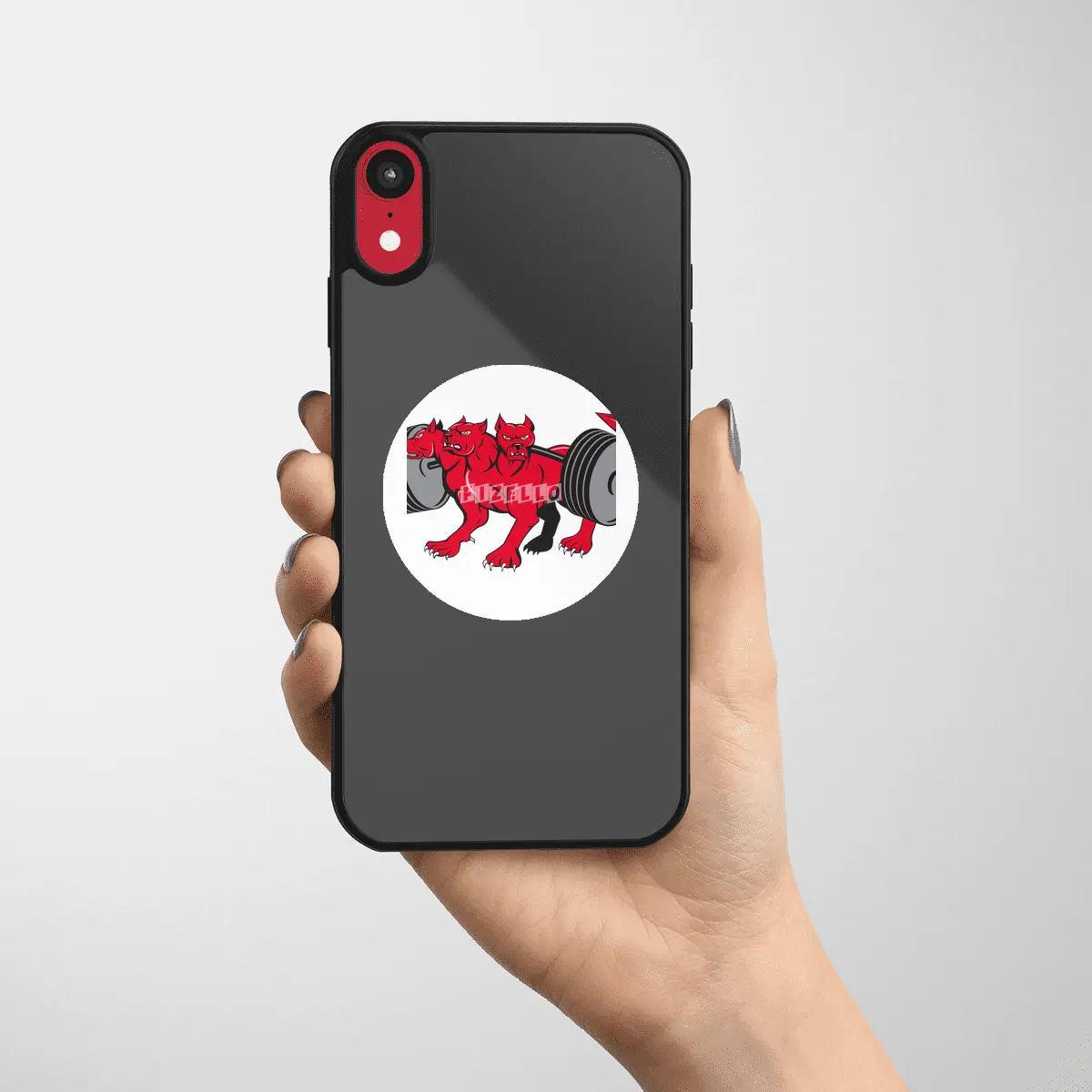 Cerberus Multi-headed Dog Hellhound Powerlifting Barbell Cartoon Etiket
