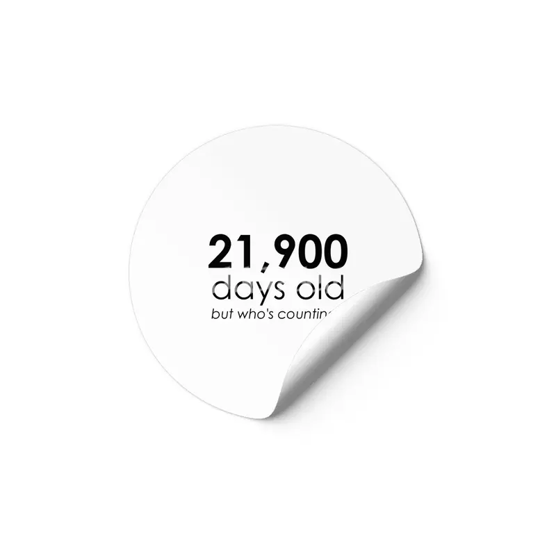 21,900 Days Old Etiket