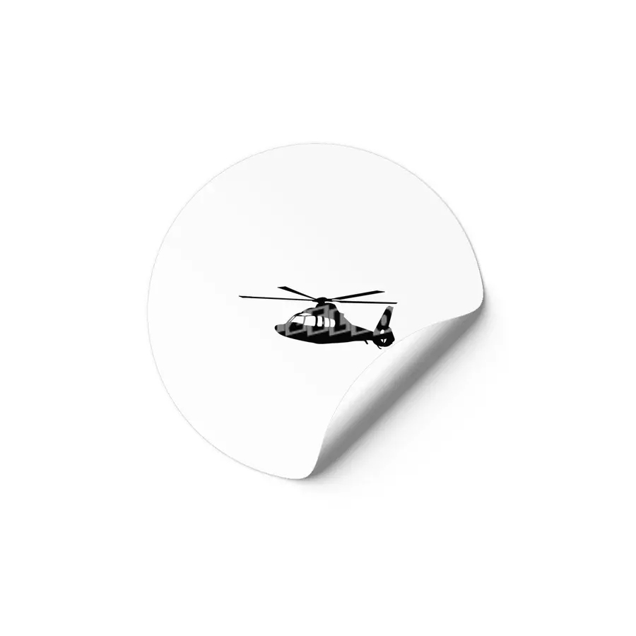 Black Helicopter Flying Silhouette Etiket