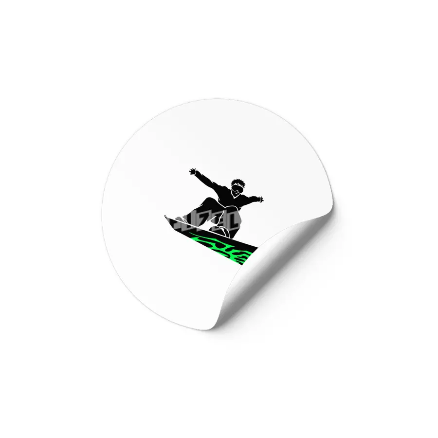 Cool Snowboarder Silhouette Etiket