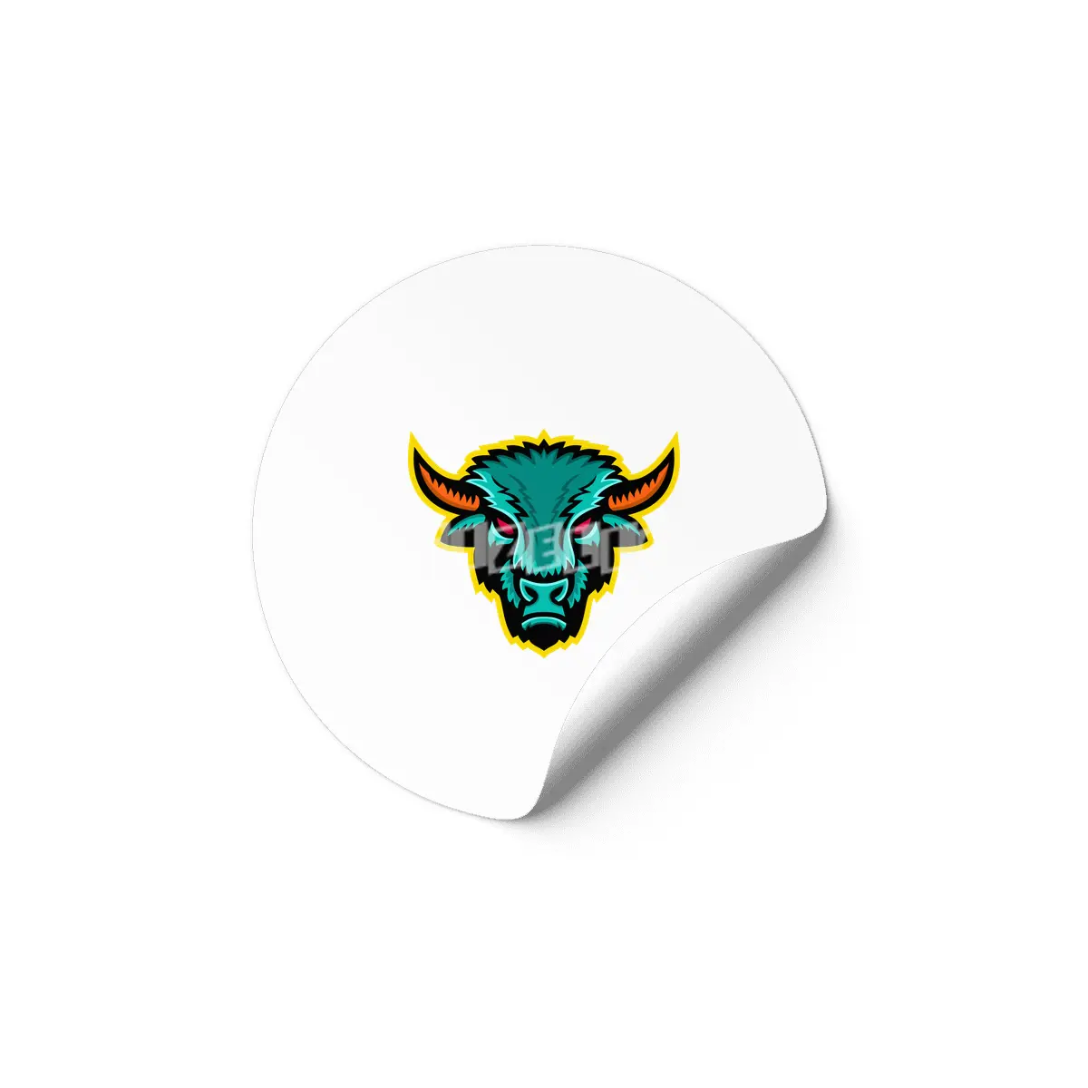 American Bison Head Sports Mascot Etiket