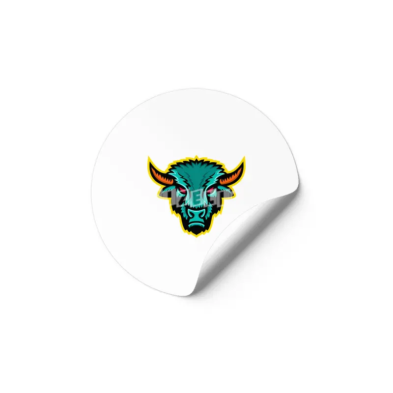 American Bison Head Sports Mascot Etiket